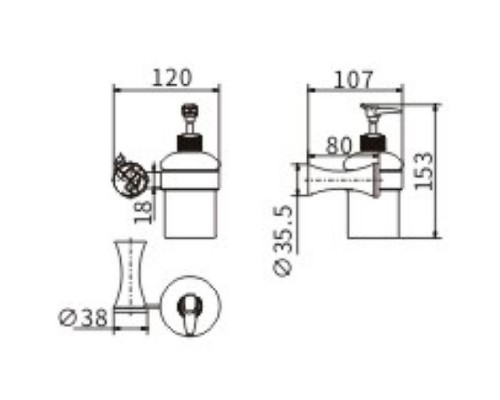 Дозатор для жидкого мыла CeramaLux Virginia 94312A Хром