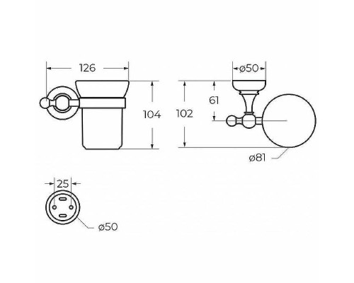 Стакан для зубных щеток Cezares Aphrodite APHRODITE-TUMS-02-M Бронза