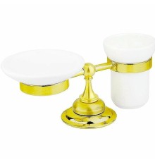 Стакан для зубных щеток с мыльницей Cezares Aphrodite APHRODITE-STTP-03/24 Золото 24 карат