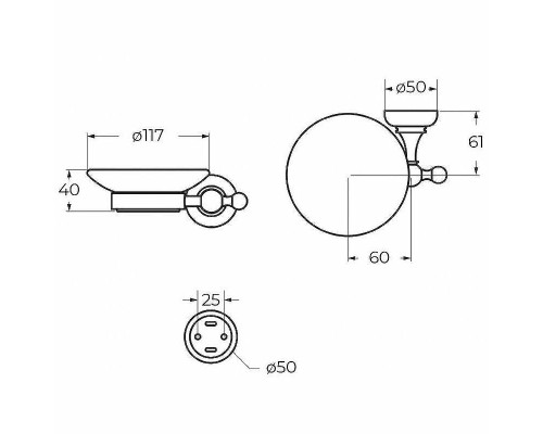 Мыльница Cezares Aphrodite APHRODITE-SODS-03/24-Sw Золото 24 карат с кристаллом Swarovski