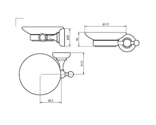 Мыльница Cezares Aphrodite APHRODITE-SODS-03/24-Sw Золото 24 карат с кристаллом Swarovski