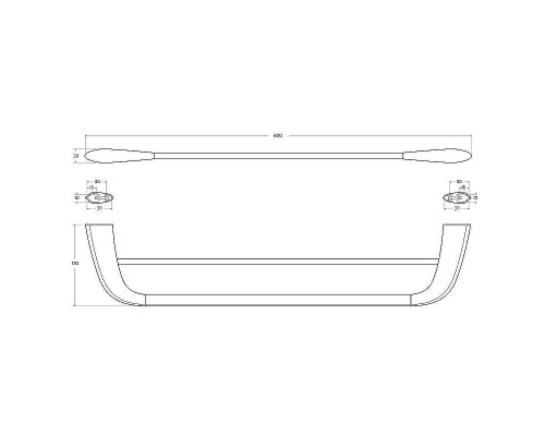Полотенцедержатель Cezares Liner LINER-THD-60-GM двойной Оружейная сталь