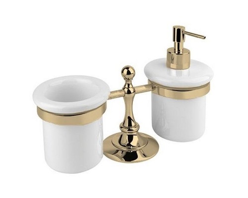 Стакан и дозатор для жидкого мыла Cezares OLIMP-TDT-02-M Бронза Белый