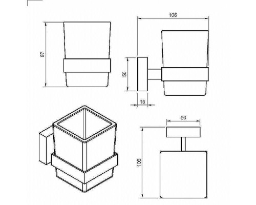 Стакан для зубных щеток Cezares Prizma PRIZMA-TUMS-01 Хром