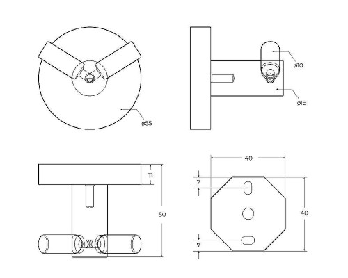 Двойной крючок Cezares Relax RELAX-HKD-NOP Черный матовый
