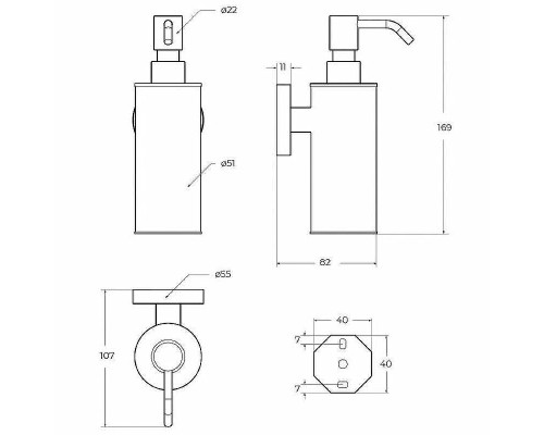Дозатор для жидкого мыла Cezares Relax RELAX-SOIS-M-NOP Черный матовый