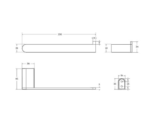 Полотенцедержатель Cezares Stylus STYLUS-TH02-NOP Черный матовый