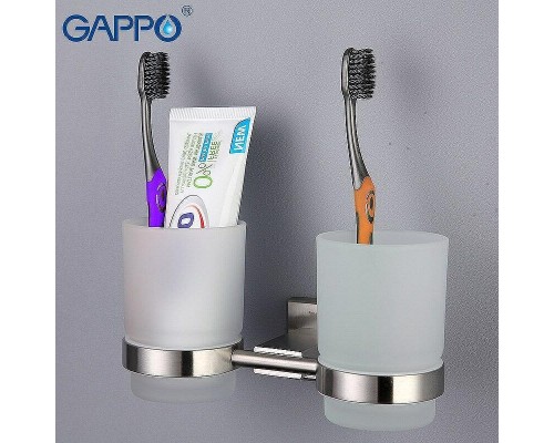 Стакан для зубных щеток Gappo G17 G1708 двойной Сатин
