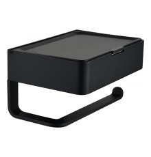 Держатель туалетной бумаги Grocenberg AC0050BL с полкой цвет Черный матовый