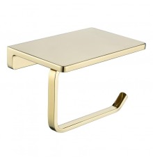 Держатель туалетной бумаги Grocenberg AC0027GO с полкой цвет Золото глянцевое