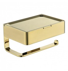 Держатель туалетной бумаги Grocenberg AC0050GO с полкой цвет Золото глянцевое