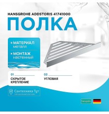 Металлическая полка Hansgrohe AddStoris 41741000 угловая Хром