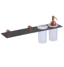 Дозатор для жидкого мыла со стаканом и полочкой Savol S-002169HD цвет Черный Бронза