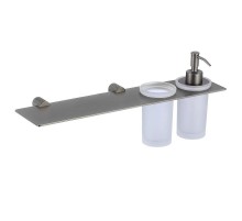 Дозатор для жидкого мыла со стаканом и полочкой Savol S-002169Q цвет Графит