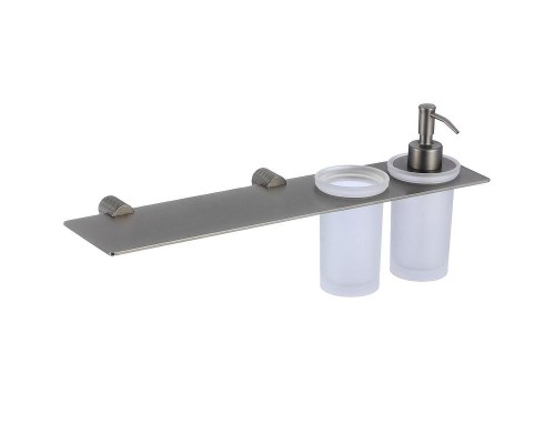 Дозатор для жидкого мыла со стаканом и полочкой Savol S-002169Q цвет Графит