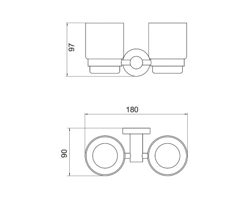 Стакан для зубных щеток Savol S-005668Q двойной цвет Графит
