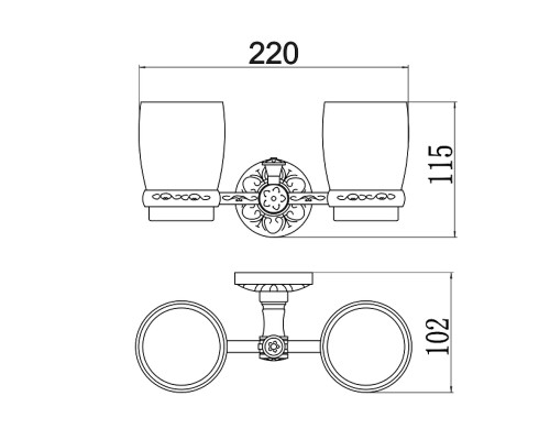 Стакан для зубных щеток Savol S-005868B двойной цвет Золото