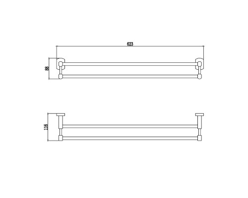 Полотенцедержатель Savol S-009949 двойной цвет Хром