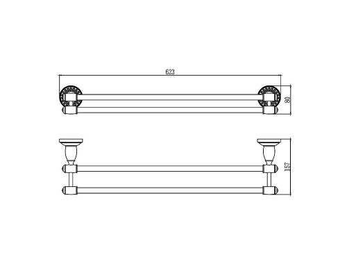 Полотенцедержатель Savol S-606648C двойной цвет Бронза