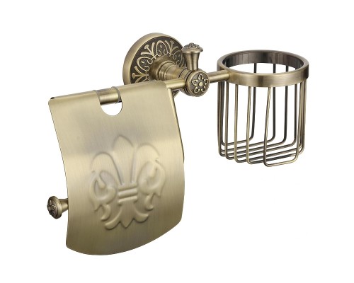 Держатель туалетной бумаги и освежителя воздуха Savol S-L05851C с крышкой цвет Бронза