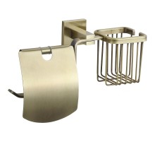 Держатель туалетной бумаги и освежителя воздуха Savol S-L06551C с крышкой цвет Бронза