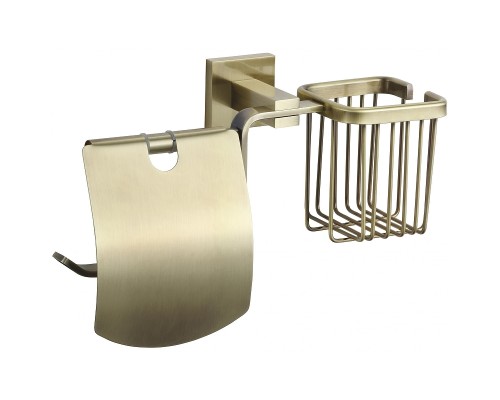 Держатель туалетной бумаги и освежителя воздуха Savol S-L06551C с крышкой цвет Бронза