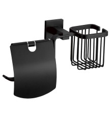 Держатель туалетной бумаги и освежителя воздуха Savol S-L06551H с крышкой цвет Черный
