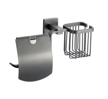 Держатель туалетной бумаги и освежителя воздуха Savol S-L06551Q с крышкой цвет Графит