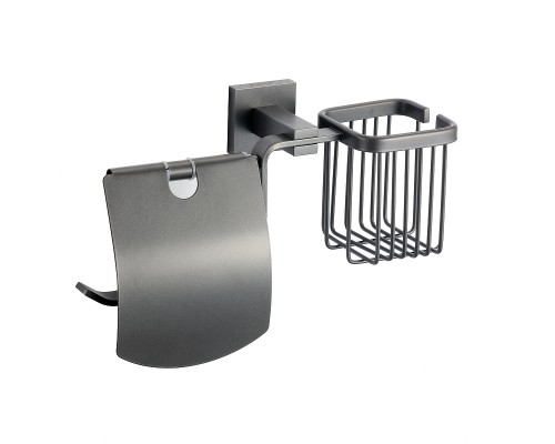 Держатель туалетной бумаги и освежителя воздуха Savol S-L06551Q с крышкой цвет Графит