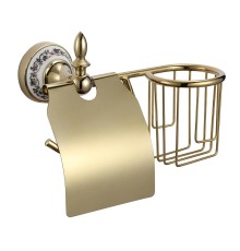 Держатель туалетной бумаги и освежителя воздуха Savol S-L06851B с крышкой цвет Золото