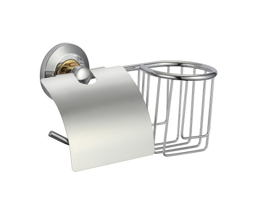 Держатель туалетной бумаги и освежителя воздуха Savol S-L07151 с крышкой цвет Сатин