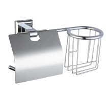 Держатель туалетной бумаги и освежителя воздуха Savol S-L09551 с крышкой цвет Хром