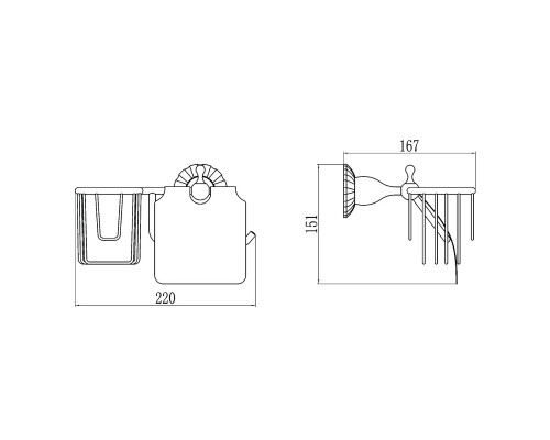 Держатель туалетной бумаги и освежителя воздуха Savol S-R8951C с крышкой цвет Бронза