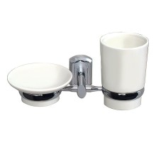 Стакан для зубных щеток с мыльницей WasserKRAFT K-28126 цвет Хром