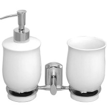 Дозатор для жидкого мыла WasserKRAFT K-24189 со стаканом для зубных щеток цвет Хром