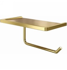 Держатель туалетной бумаги WasserKRAFT K-1625 с полкой цвет Золото матовое