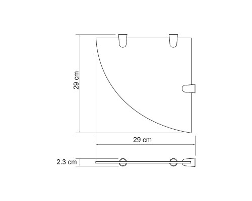Стеклянная полка WasserKRAFT K-533GM угловая цвет Оружейная сталь