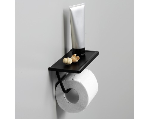 Держатель туалетной бумаги WasserKRAFT Abens K-1525 с полкой цвет Черный матовый