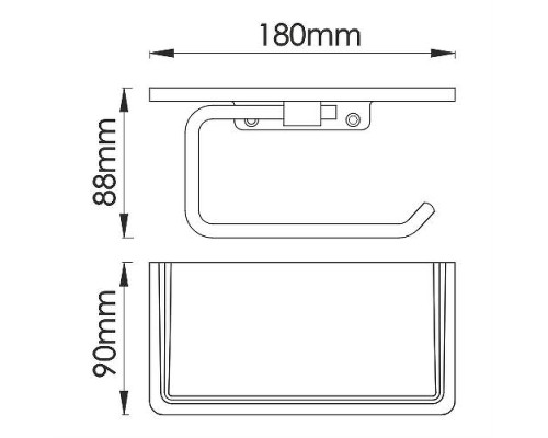 Держатель туалетной бумаги WasserKRAFT Abens K-1525 с полкой цвет Черный матовый