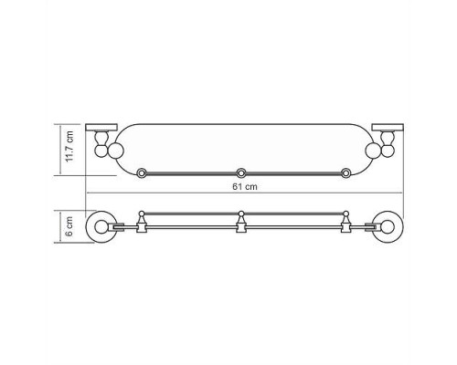 Стеклянная полка WasserKRAFT Aland K-8544 цвет Хром