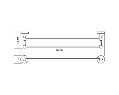 Полотенцедержатель WasserKRAFT Diemel K-2240 двойной цвет Хром