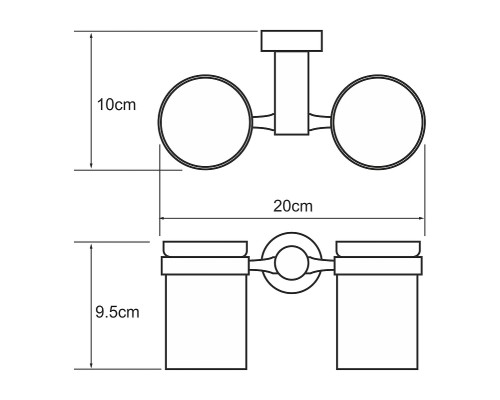 Стакан для зубных щеток WasserKRAFT Donau K-9428D двойной цвет Хром