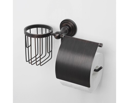 Держатель туалетной бумаги и освежителя воздуха WasserKRAFT Isar K-7359 с крышкой цвет Темная бронза