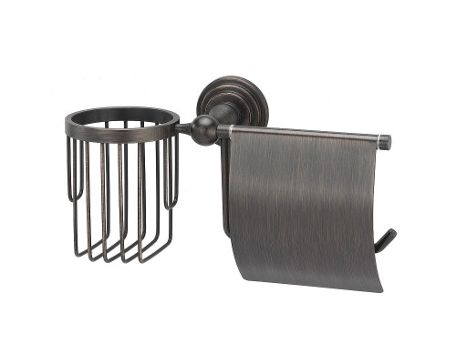 Держатель туалетной бумаги и освежителя воздуха WasserKRAFT Isar K-7359 с крышкой цвет Темная бронза