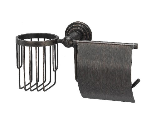 Держатель туалетной бумаги и освежителя воздуха WasserKRAFT Isar K-7359 с крышкой цвет Темная бронза