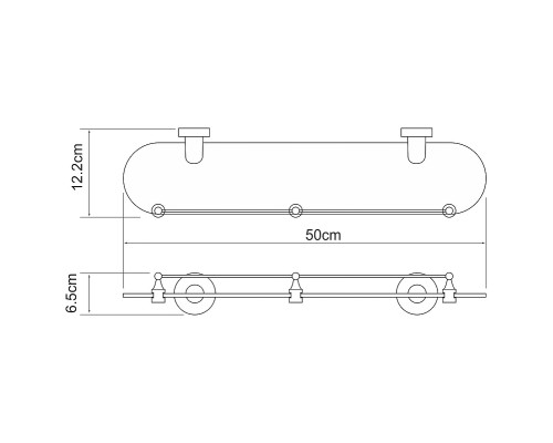 Стеклянная полка WasserKRAFT Isen K-4044 цвет Хром