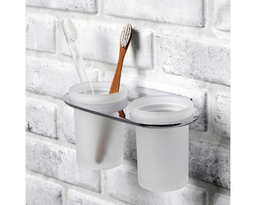 Стакан для зубных щеток WasserKRAFT Kammel K-8328D двойной цвет Хром