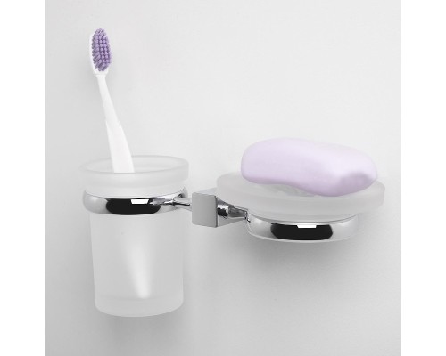 Стакан для зубных щеток с мыльницей WasserKRAFT Lippe K-6526 цвет Хром