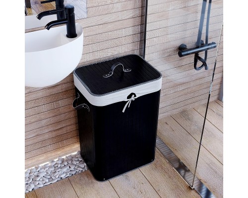 Корзина для белья WasserKRAFT Nuthe WB-910-L с крышкой цвет Черный