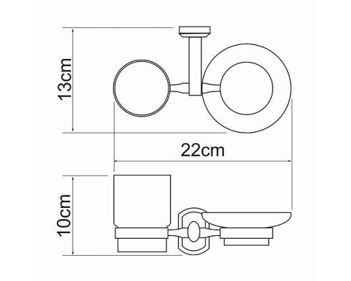 Стакан для зубных щеток с мыльницей WasserKRAFT Oder K-3026 цвет Хром
